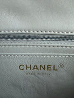 CHANEL MINI FLAP BAG 20 IN LIGHT GRAY GLOSSY CALFSKIN GOLD HARDWARE