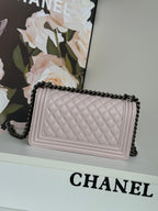 CHANEL BOY BAG MEDIUM 25 IN PINK NUDE CALFSKIN