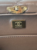 SMALL BOX BAG 18 IN CHOCOLATE LAMBSKIN GOLD HARDWARE