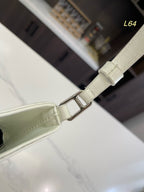PRADA 30 CLEO SHOULDER BAG IN WHITE BRUSHED LEATHER