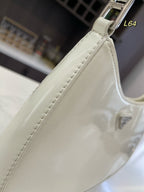 PRADA 30 CLEO SHOULDER BAG IN WHITE BRUSHED LEATHER