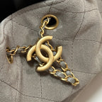 CHANEL 25 HANDBAG 30 IN NATURAL GREY SUEDE GOLD HARDWARE