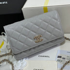 STRASS WOC ENTRUPY BAG 19 IN SPANISH GREY CALFSKIN GOLD HARDWARE