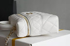 CHANEL COSMETIC BAG 19 IN WHITE GRAINED CALFSKIN GOLD HARDWARE