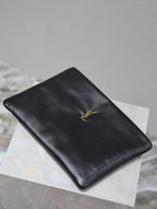 CALYPSO LARGE POUCH 30 IN BLACK SMOOTH LAMBSKIN