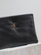 CALYPSO LARGE POUCH 30 IN BLACK SMOOTH LAMBSKIN