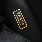 PRADA MINI FLAP BAG 20 IN BLACK SAFFIANO LEATHER GOLD HARDWARE