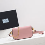 PRADA MINI FLAP BAG 20 IN BABY PINK SAFFIANO LEATHER GOLD HARDWARE