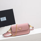 PRADA MINI FLAP BAG 20 IN BABY PINK SAFFIANO LEATHER GOLD HARDWARE