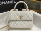 CHANEL MINI FLAP BAG 19 IN WHITE CALFSKIN DIAMOND LOGO