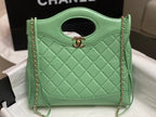 CHANEL SMALL 30 SHOPPING BAG IN GREEN MINT CALFSKIN