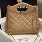 CHANEL SMALL 30 SHOPPING BAG IN CAMEL BROWN CALFSKIN