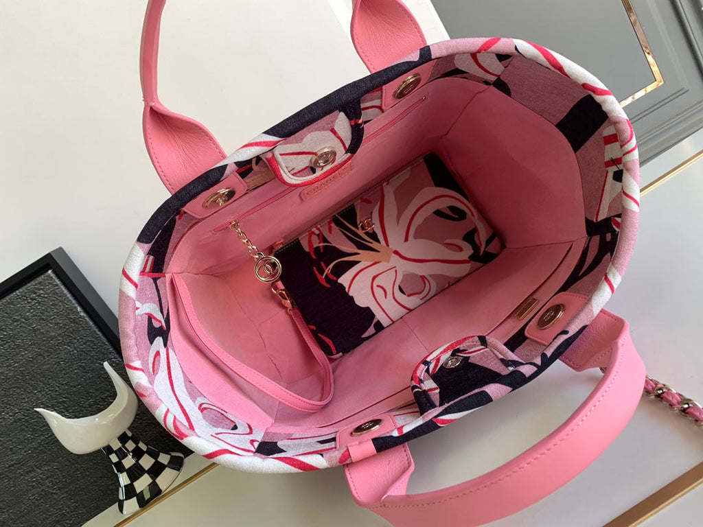 CC CLASSIC LARGE 38 TOTE IN LIGHT PINK MIX COLORFUL CANVAS