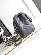 CHANEL SMALL 17 FLAP BAG IN DARK GREY CALFSKIN