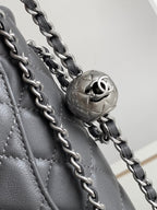 CHANEL MINI 20 FLAP BAG IN DARK GREY CALFSKIN