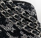CC 21 EVENING BAG IN BLACK MIX SILVER CALFSKIN