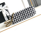 CHANEL SMALL 20 KELLY SHOPPER BLACK MIX WHITE TWEED BRUSHED GOLD HARDWARE