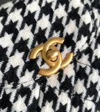 CHANEL SMALL 20 KELLY SHOPPER BLACK MIX WHITE TWEED BRUSHED GOLD HARDWARE