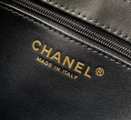 CHANEL SMALL 20 KELLY SHOPPER BLACK MIX WHITE TWEED BRUSHED GOLD HARDWARE