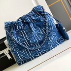 CHANEL MEDIUM 37 BAG IN NAVY BLUE DENIM