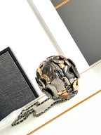 EVENING BAG 9 GOLD SILVER RUTHENIUM METAL WITH CRYSTAL