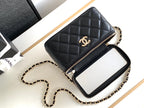 CC 17 CLUTCH WITH STRAP IN BLACK CALFSKIN