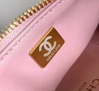 CHANEL WAIST 24 BAG IN LIGHT PINK CALFSKIN WITH PEARL CHAIN AND GOLD HARDWARE