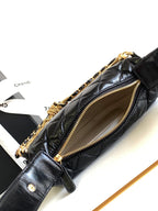 CHANEL 16 MINI POUCH IN BLACK GRAINED CALFSKIN AND GOLD METAL