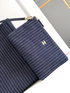 CHANEL 25S TOTE BAG 32 CM IN NAVY BLUE CANVAS