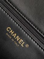CHANEL 25S FLAP BAG 23.5 CM IN BLACK WOOL AND LAMBSKIN