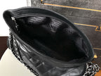 CHANEL SHOULDER BAG 40 IN BLACK SOFT LAMBSKIN EMBOSSED LOGO SILVER HARDWARE