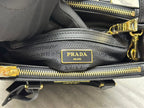 PRADA 25S GALLERIA MEDIUM BAG 20 IN BLACK CALFSKIN GOLD HARDWARE