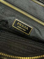PRADA TOTE BAG WITH BELT 42 IN BLACK OIL WAX LAMBSKIN GOLD HARDWARE