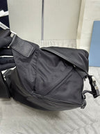 PRADA SHOULDER BAG 32 IN BLACK RE-NYLON TRIANGLE LOGO