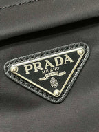 PRADA SHOULDER BAG 27 IN BLACK RE-NYLON TRIANGLE LOGO