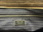 PRADA TOTE BAG WITH BELT 42 IN RUSSET BROWN SUEDE GOLD HARDWARE