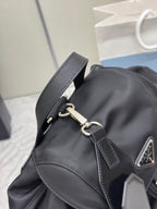 PRADA 25S MEDIUM RE-NYLON BACKPACK 39 IN BLACK WITH POUCH