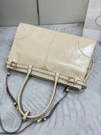 PRADA 25S BONNIE LARGE HANDBAG 38 IN BEIGE CALFSKIN GOLD HARDWRE