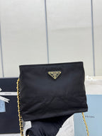 PRADA 25S CROSSBODY BAG 21 IN BLACK NYLON GOLD HARDWRE