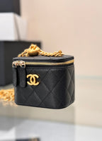 CHANEL 25S MINI VANITY BAG 11 CM IN BLACK LAMBSKIN WITH GOLD HARDWARE