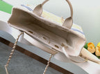 SHOPPING BAG 34 IN WHITE BLUE AND YELLOW CANVAS