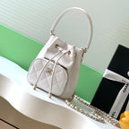 CHANEL 25S MINI BUCKET BAG 12 IN WHITE CALFSKIN GOLD HARDWARE