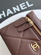 CHANEL 25S VANITY BAG 19.5 CM IN BURGUNDY BROWN LAMBSKIN