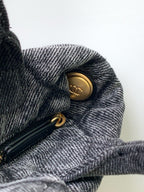 CHANEL 25S MAXI BOW BAG 26 IN DARK GREY DENIM WITH GOLD HARDWARE