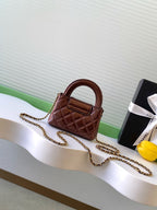 CHANEL 25S MINI KELLY BAG 13 IN BROWN METALLIC LAMBSKIN WITH GOLD HARDWARE