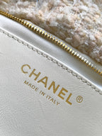 CHANEL 25S BOW BAG 26 IN CREAM WHITE TWEED WITH GOLD HARDWARE