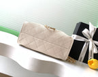 CHANEL 25S HOBO BAG 22 IN LIGHT BEIGE CAVIAR LEATHER WITH GOLD HARDWARE