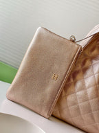 CHANEL 25S HOBO BAG 40 IN ROSE METALLIC CAVIAR
