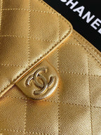 CHANEL 25S HOBO BAG 30 IN METALLIC GOLD CAVIAR LEATHER