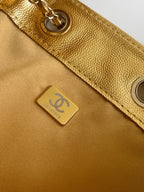 CHANEL 25S HOBO BAG 40 IN METALLIC GOLD CAVIAR LEATHER